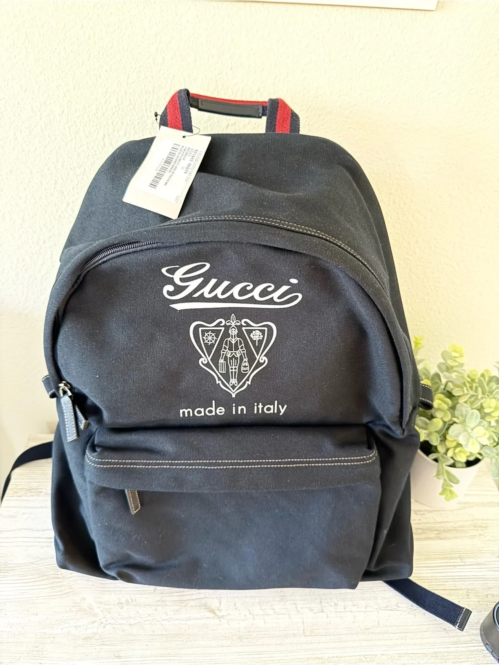 New Gucci men medium canvas travel backpack